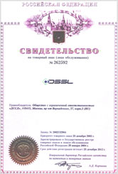 Свидетельство о регистрации торговой марки DSSL.