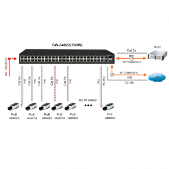 PoE-коммутатор Osnovo SW-64822 (700W)