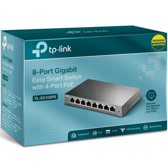 Управляемый PoE-коммутатор TP-Link TL-SG108PE в упаковке