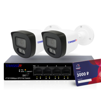 Комплект облачного видеонаблюдения 2 камеры TR-Lite L2B5 + коммутатор TR-NS1106-60-4POE + Cloud 3000