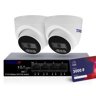 Комплект облачного видеонаблюдения 2 камеры TR-Lite L2S5 + коммутатор TR-NS1106-60-4POE + Cloud 3000