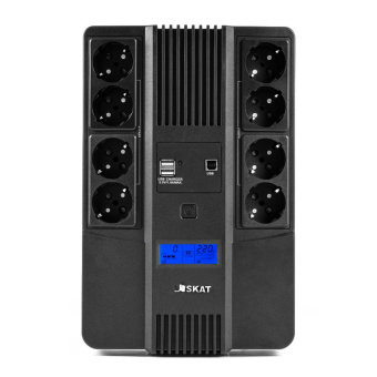 Компактный источник бесперебойного питания со встроенным стабилизатором напряжения СКАТ 8934 SKAT-UPS 1000-AID-IN-1X9-8